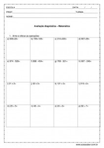 Prova diagnóstica de matemática - 5º ano