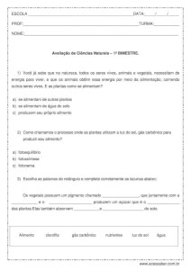 Prova de Ciências 1º Bimestre - 5º ano