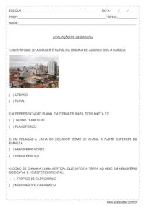 Prova de geografia - 5º ano