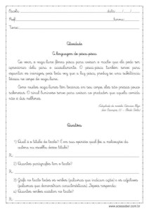 Atividade de produção e interpretação de texto - Texto Informativo