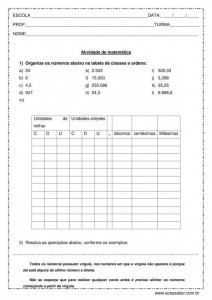 Exercícios de matemática: números decimais, frações e porcentagem - 5º ano