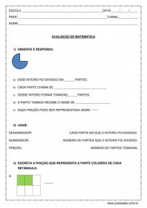 Prova de matemática: Frações e formas geométricas - 4º ano