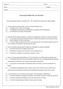 Avaliação de História - 5º ano