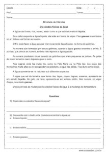 Atividade de Ciências - Os estados físicos da água