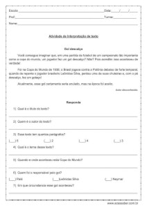 Atividade de interpretação de texto - O gol descalço