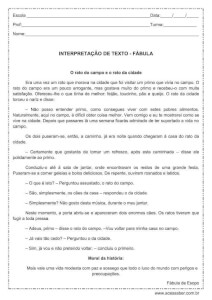 Interpretação de texto: O rato do campo e o rato da cidade