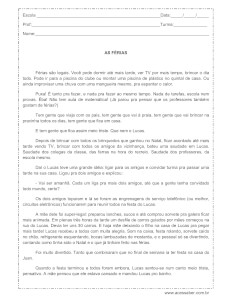 Interpretação As ferias 4º ano