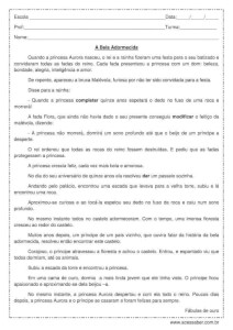 prova de português 5º ano