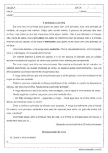 Interpretação de texto: A princesa e a ervilha - 5º ano