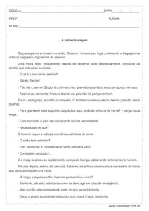 Interpretação de texto: A primeira viagem - 5º ano