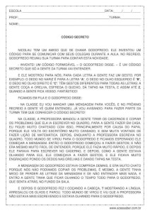 Interpretação de texto: O código secreto - 5º ano