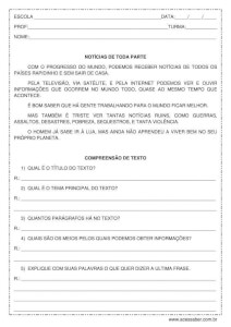 Interpretação de texto - notícias de toda a parte - 2º ou 3º ano