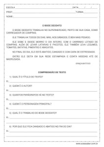 Atividade de interpretação de texto: O bode Deodato - 3º ou 4º ano