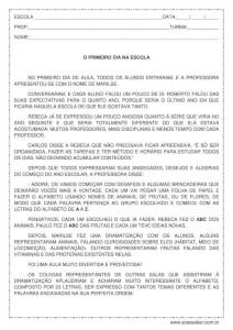 Interpretação de texto: O primeiro dia na escola - 5º ano