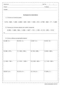 Prova de matemática - 4º ou 5º ano
