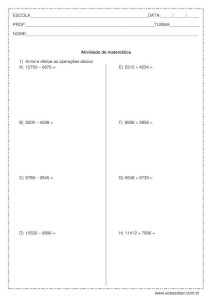Exercícios de matemática: As quatro operações - 5º ou 6º ano