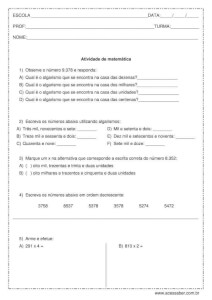 Atividade de matemática: Casas decimais - 4º ou 5º ano
