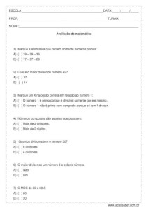 Avaliação de matemática: MDC e MMC - 5º ou 6º ano