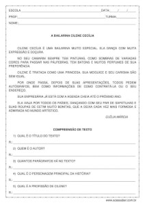 Interpretação de texto: A bailarina Cilene Cecília - 3º ou 4º ano