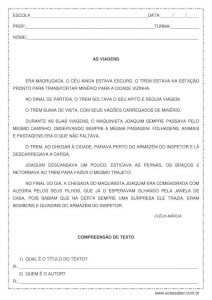Interpretação de texto: As viagens - 2º ou 3º ano