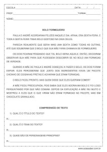 Interpretação de texto e gramática: Bolo formigueiro - substantivos, verbos adjetivos - 5º ou 6º ano