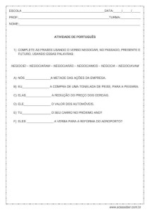 Atividade de português: Verbos - 4º ou 5º ano