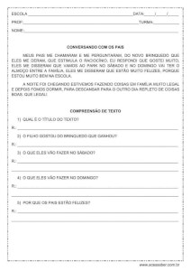 Interpretação de texto: Conversando com os pais - 1º ou 2º ano