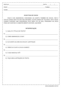 Interpretação de texto: Hoje é dia de chuva - 1º ou 2º ano