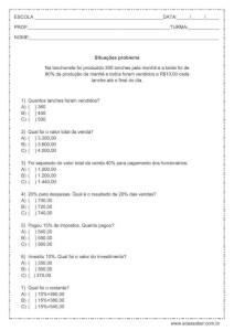 Atividade de matemática: Problemas de porcentagem - 4º ou 5º ano