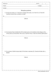 Atividade de matemática: Situações problema - 3º ou 4º ano