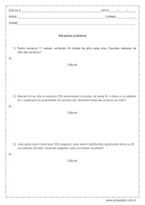 Problemas de matemática: Multiplicação e Divisão - 4º ou 5º ano