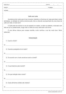 Interpretação de texto: Café com leite - 4º ou 5º ano