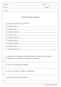 Atividade de português: Diminutivo - 3º ou 4º ano