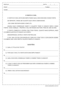 Interpretação de texto: O vento e o sol - 3º ou 4º ano