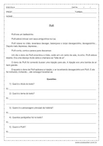 Interpretação de texto: Pluft - 3º ou 4º ano