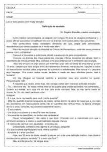atividade de interpretação de texto - 7º ano