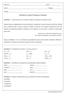 Atividade de português: Ortografia S ou Z - 6º ou 7º ano