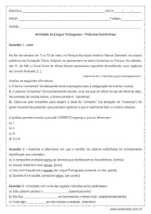 Atividade de português: Palavras homônimas - Ensino médio