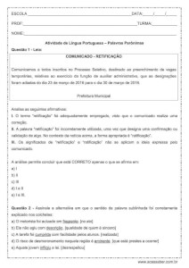Atividade de português: Palavras parônimas - Ensino médio