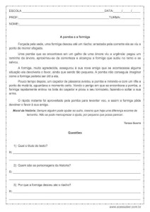 Interpretação de texto: A pomba e a formiga - 5º ou 6º ano