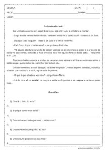 Interpretação de texto: Balão de São João - 3º ou 4º ano