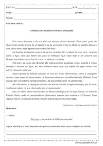 Interpretação de texto: Conheça uma espécie de libélula ameaçada - 7º ano