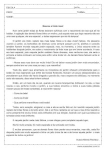 Interpretação de texto: Nasceu a linda rosa! - 4º ou 5º ano
