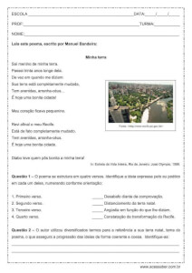 Interpretação de texto: Poema - Minha Terra - 8º ano