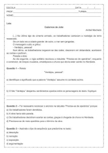 Interpretação de texto: Cadernos de João - Aníbal Machado - 8º ano
