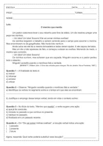 Atividade de português: Tempos Verbais - 7º ano