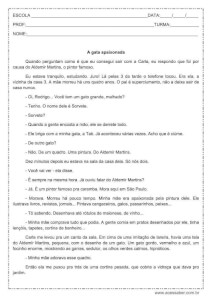 Interpretação de texto: A gata apaixonada - 4º ou 5º ano