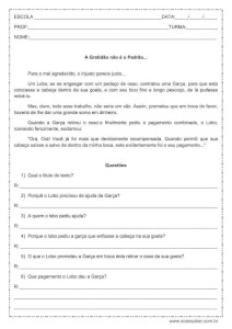 Interpretação de texto: A gratidão não é o Padrão... - 3º ou 4º ano