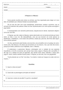 Interpretação de texto: A Raposa e o Macaco - 3º ou 4º ano