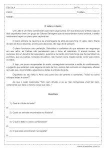 Interpretação de texto: O Leão e o Asno - 4º ou 5º ano